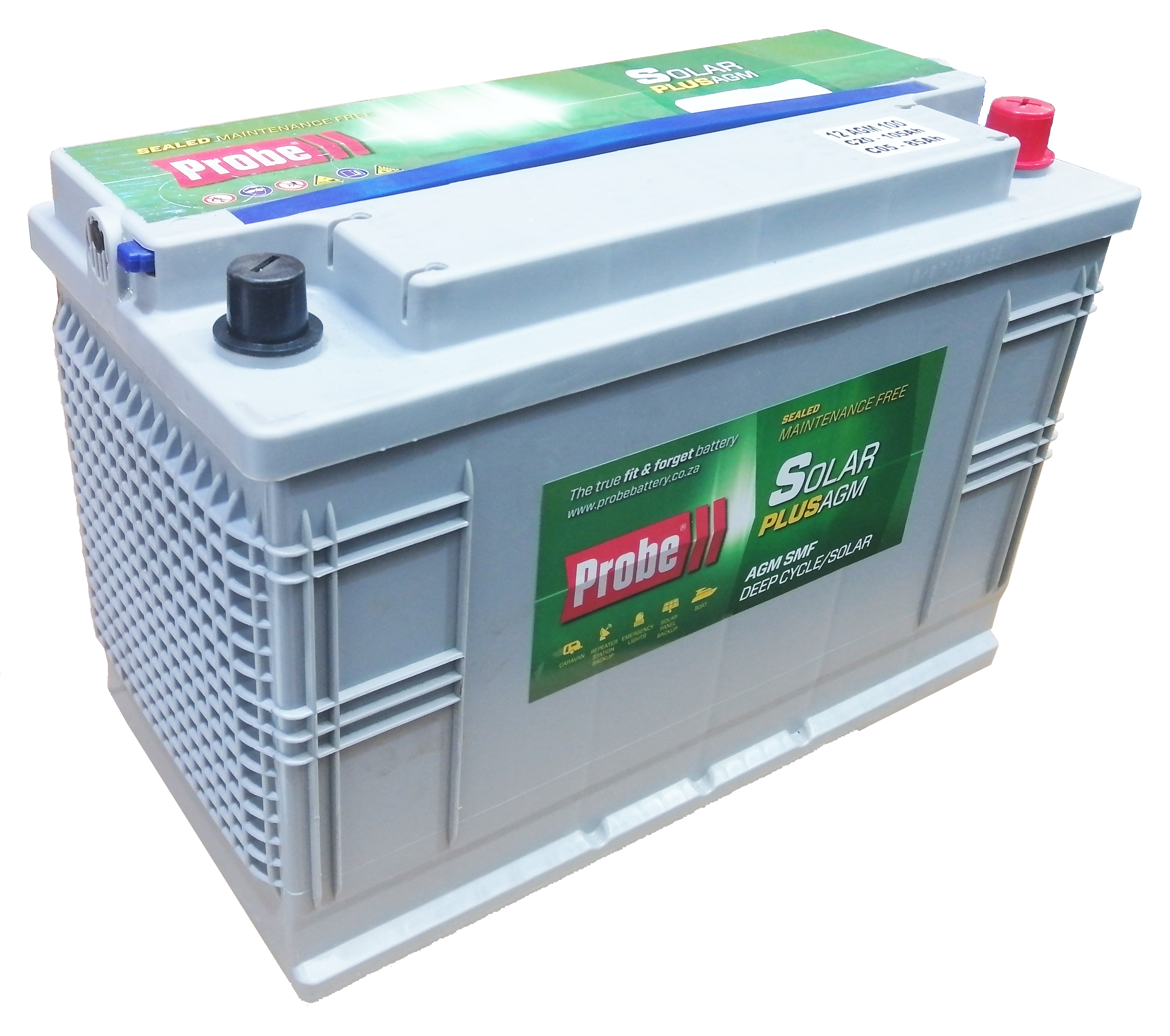 Solar AGM Deep Cycle Battery 12AGM100G - 100A - The Probe Group Mauritius